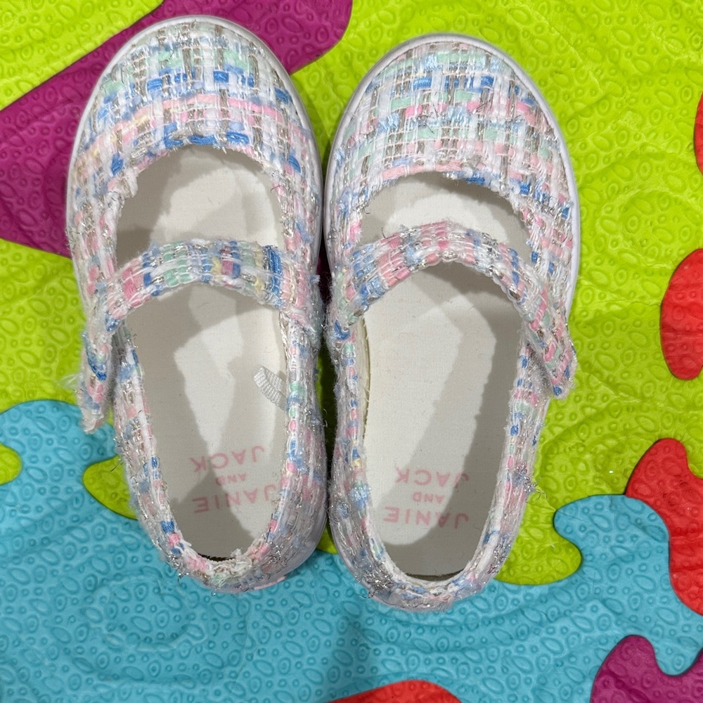 Janie and Jack Pink and Blue Tweed Kids Dress Shoes